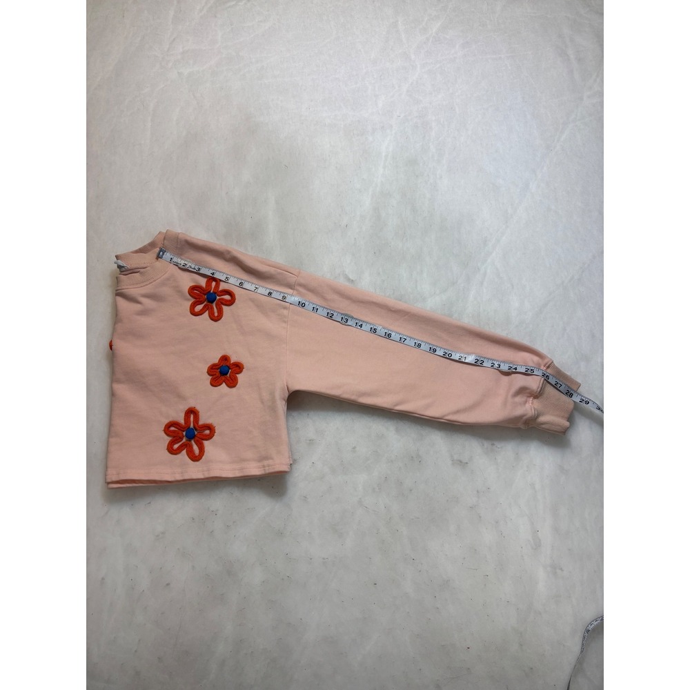 Everyday Chic Boutique Cropped‎ Sweatshirt Peach Flower Applique Size M - Picture 8 of 8